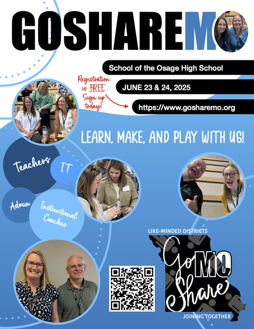 A blue poster with images of teachers and details about the symposium that are also included in the text above.  