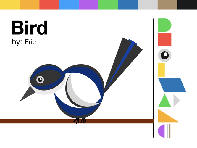 A superb wren made with shapes in Keynote.