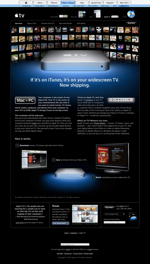 Apple TV (1st generation) · Specs · Apple.com · 2007 Apple TV (1st generation) · Specs · Apple.com · 2007