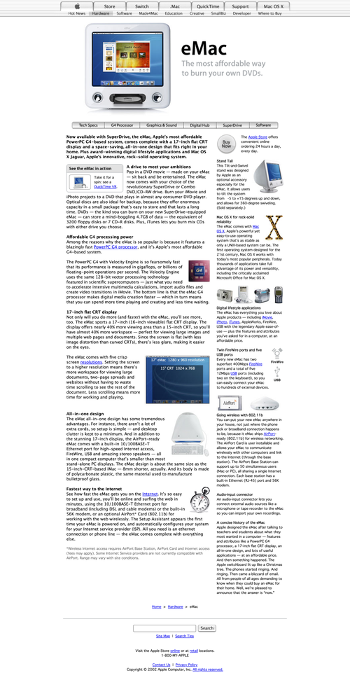 Apple eMac · Overview · Apple.com · 2002 Apple eMac · Overview · Apple.com · 2002