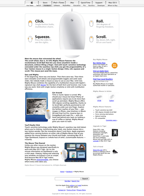 Apple Mighty Mouse · Overview · Apple.com · 2005 Apple Mighty Mouse · Overview · Apple.com · 2005