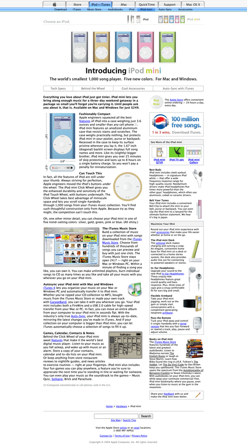 Apple iPod Mini (1st gen) · Overview · Apple.com · 2004 Apple iPod Mini (1st gen) · Overview · Apple.com · 2004