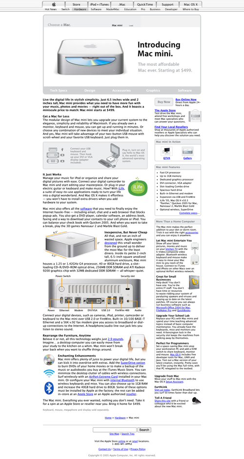 Apple Mac Mini · Overview · Apple.com · 2005 Apple Mac Mini · Overview · Apple.com · 2005