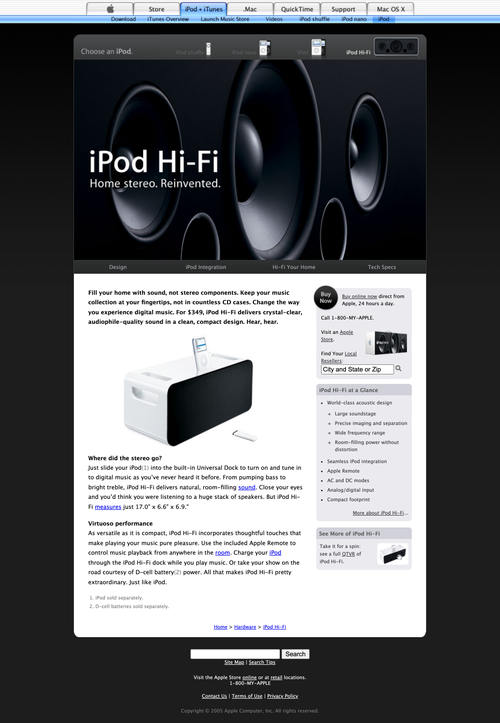 Apple iPod Hi-Fi · Overview · Apple.com · 2006 Apple iPod Hi-Fi · Overview · Apple.com · 2006