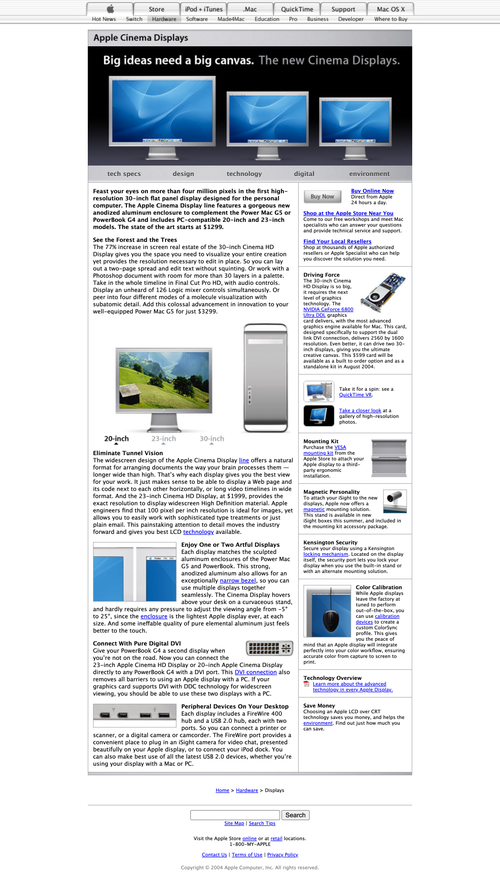 Apple Cinema Displays · Overview · Apple.com · 2004 Apple Cinema Displays · Overview · Apple.com · 2004