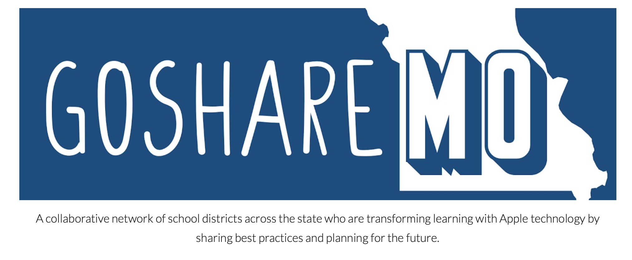 Gosharemo logo with mission: A collaborative network of schools across the state who are transforming learning with Apple.