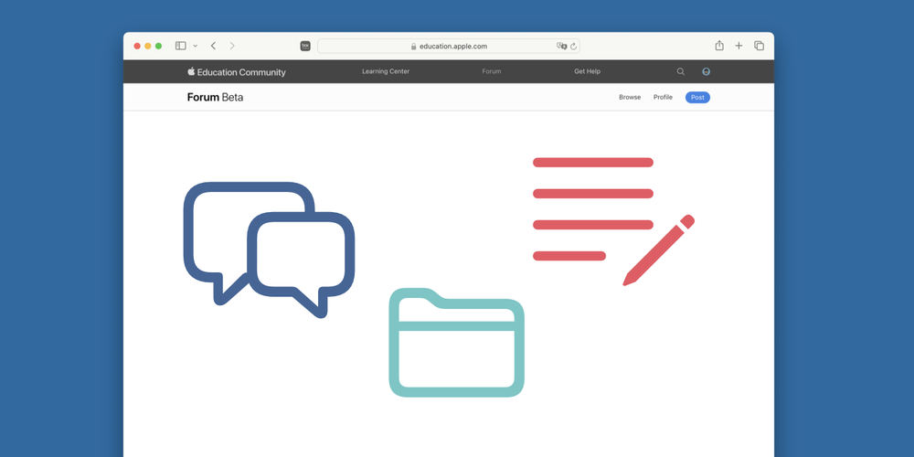 Forum web interface with icons for discussions, resources, and stories