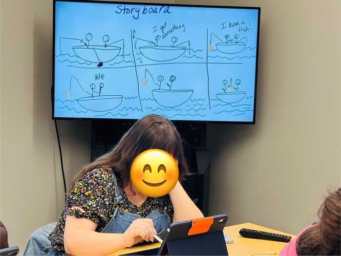Teacher creating a storyboard