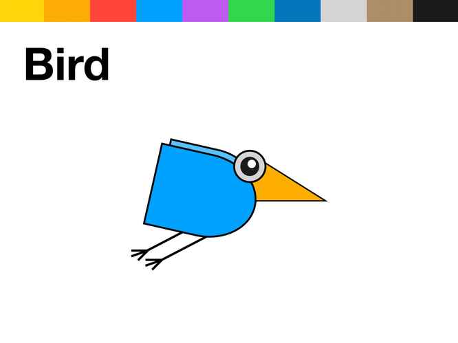 A blue bird made with shapes using Keynote for iPad.