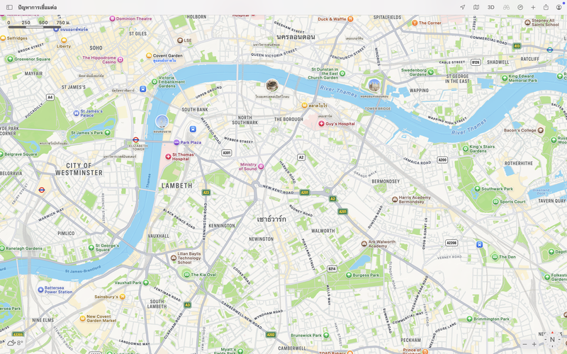 ภาพแผนที่กรุงลอนดอน จาก Application Maps