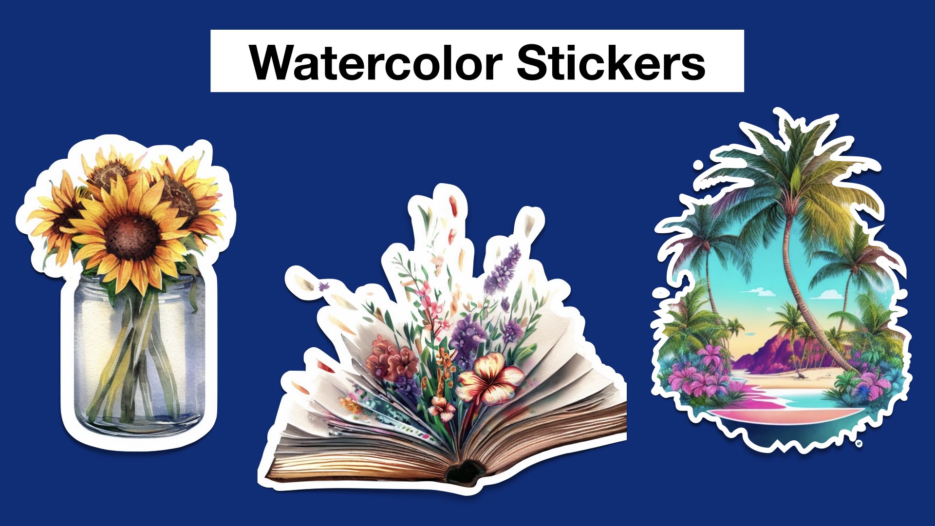Examples of digital stickers created with AI Art Generators