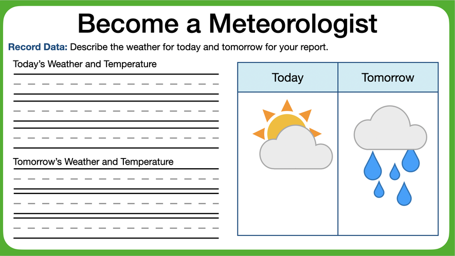 Example of using shapes to make weather symbols such as sun and cloud for partly cloudy. 