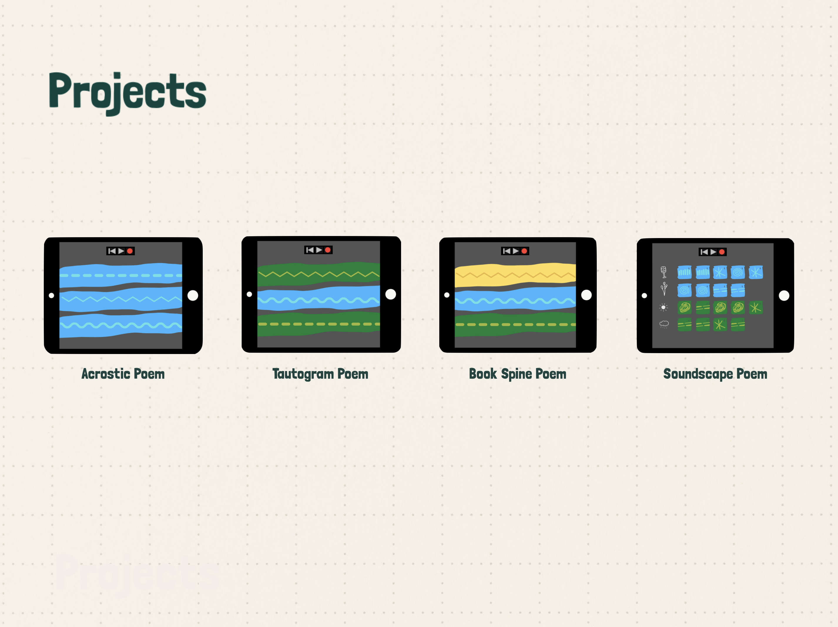 Image showing four different Live Loops GarageBand screens.
