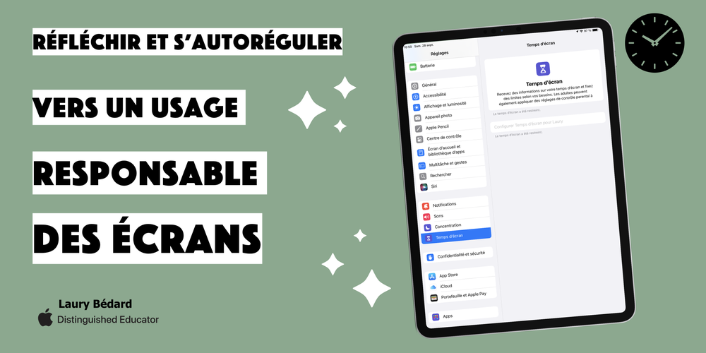 Image comprenant le titre de l'article ainsi qu'une image d'un iPad avec les paramètres de temps d'écran