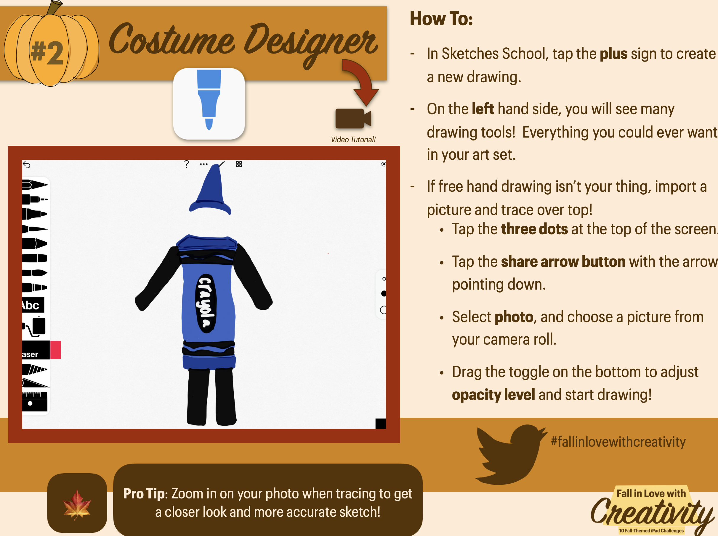 Design your own costume challenge using Sketches School