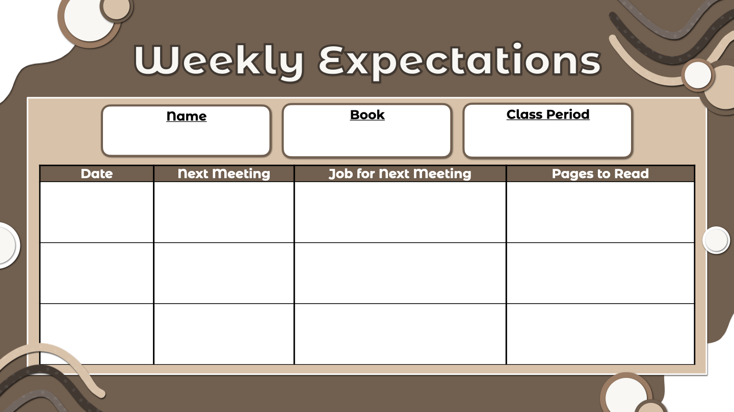 Book Club Weekly Expectations Tracker