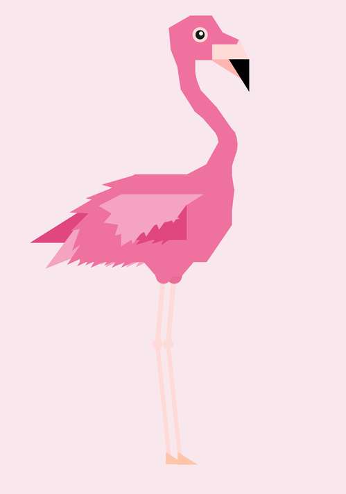 A pink flamingo made by shapes!