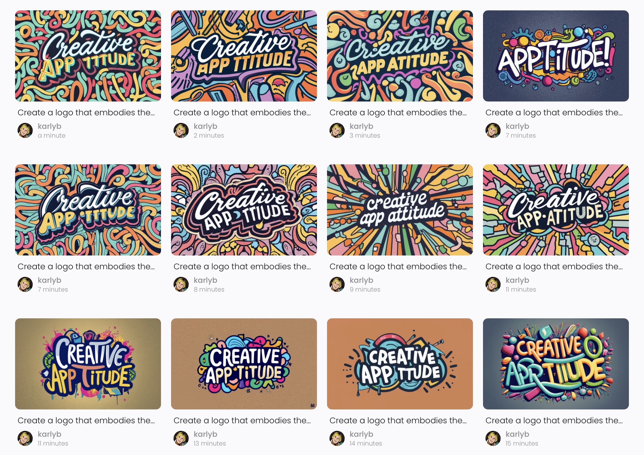 examples of logo "Creative APPtitude" with many misspelled