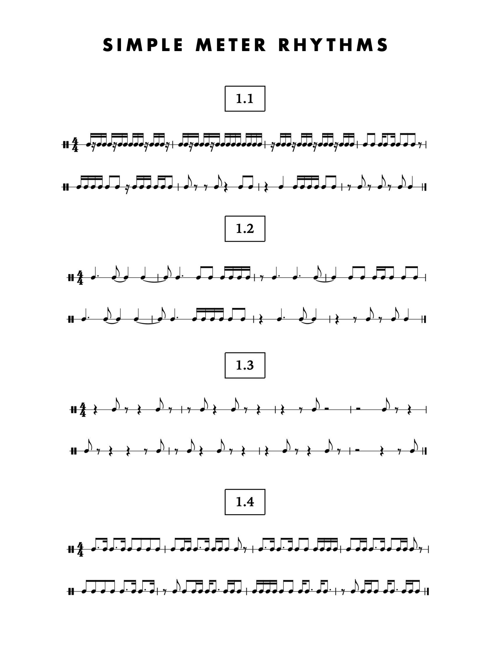 A page of music notation focusing on reading rhythms.