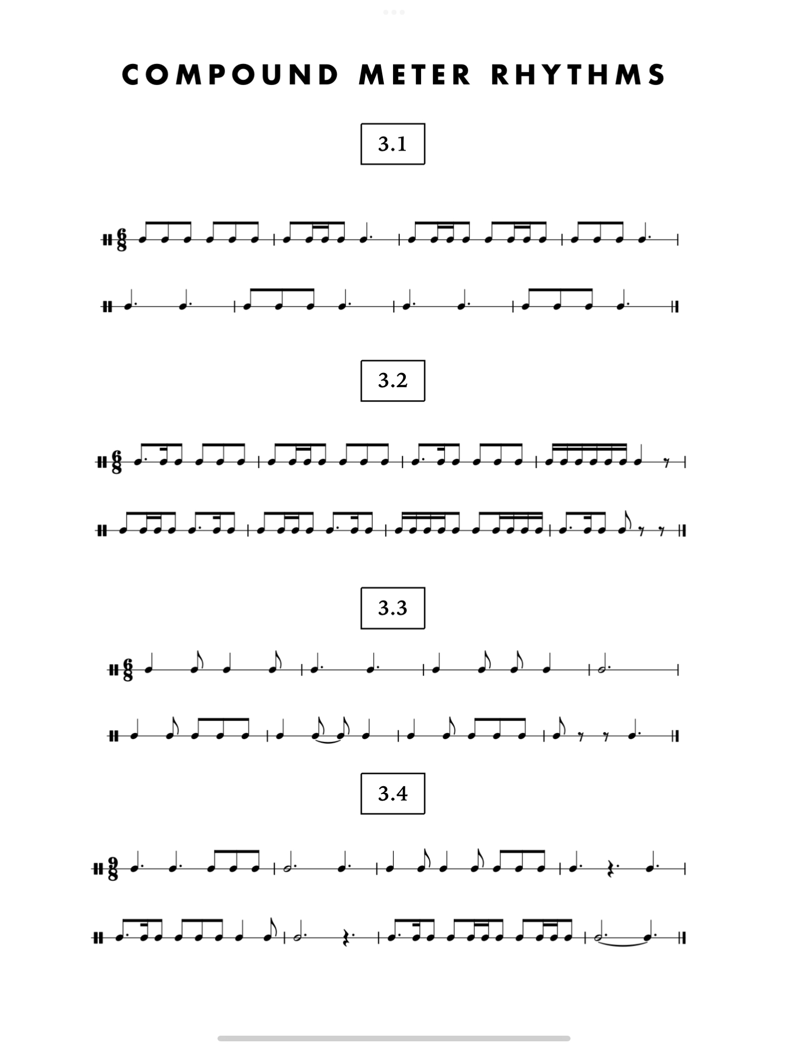 First page of the Compound Meter Rhythms chapter.