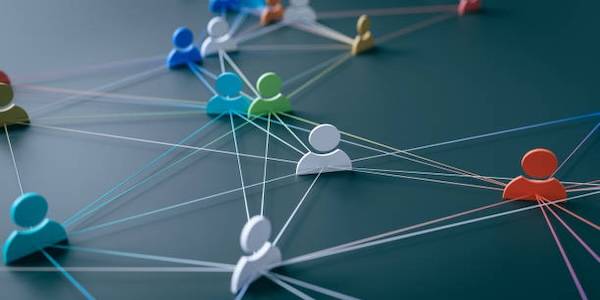 Individuals connected by lines indicating an advanced network of connection