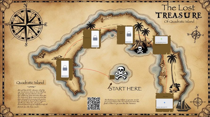 An image of the completed Freeform board with the image of a treasure map on it. 