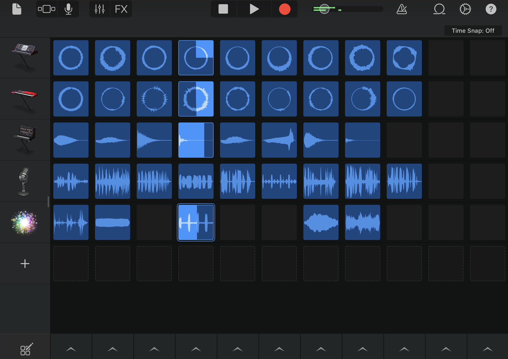 A screenshot of GarageBand Live Loops