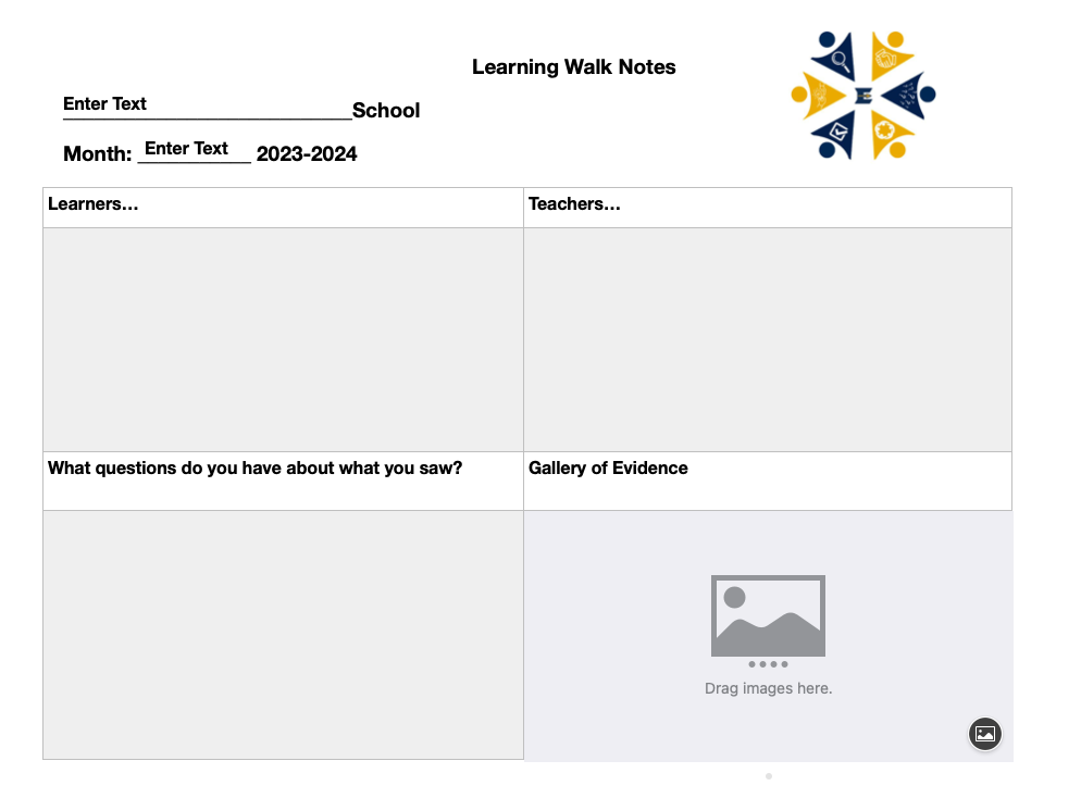 Learning Walk notes page with gallery