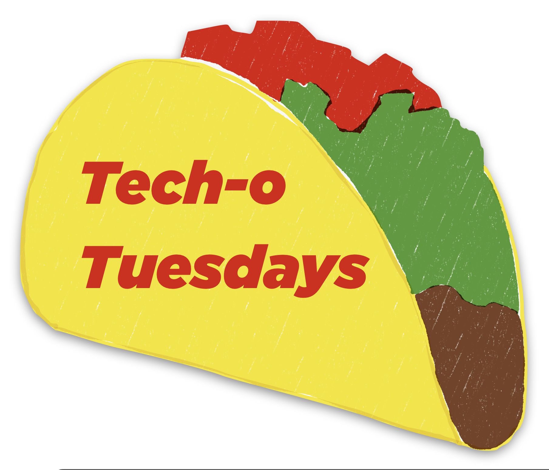 A painting of a taco with Techo-Tuesdays written on it.