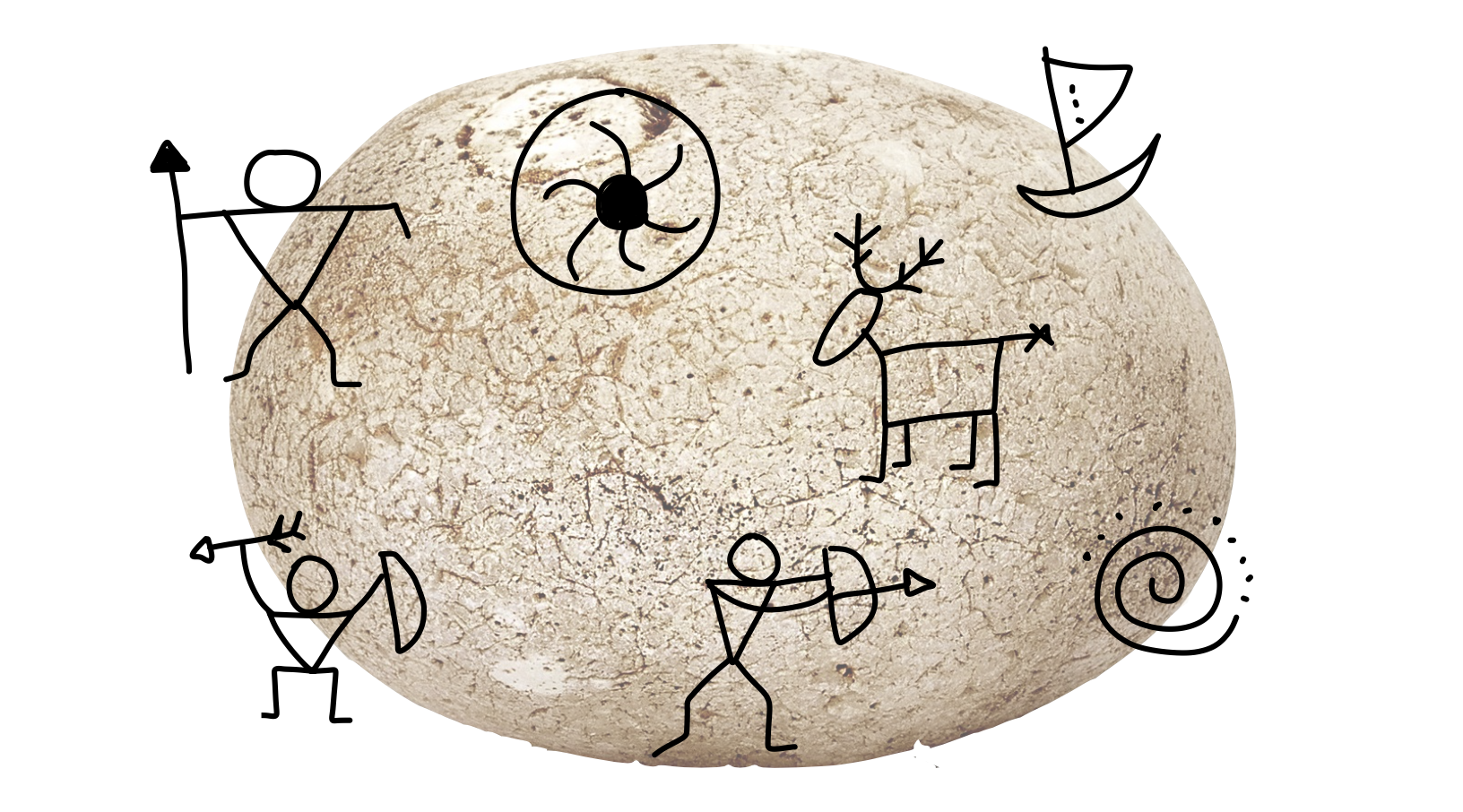 A pebble with doodles on top. 