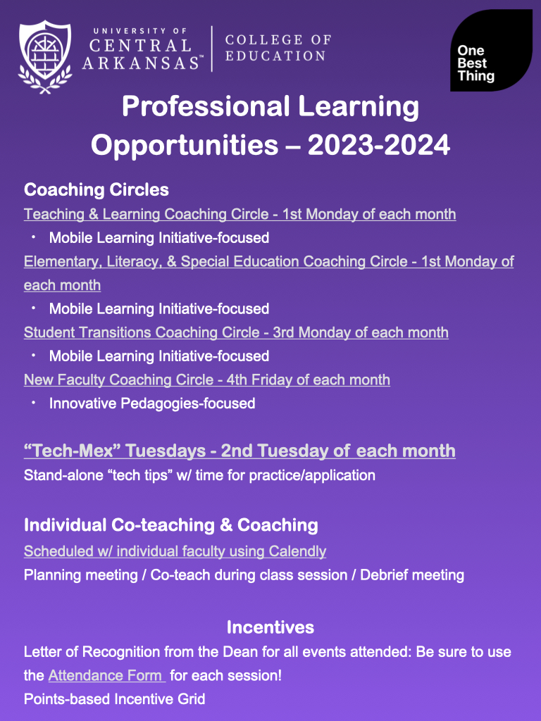 graphic of professional learning options