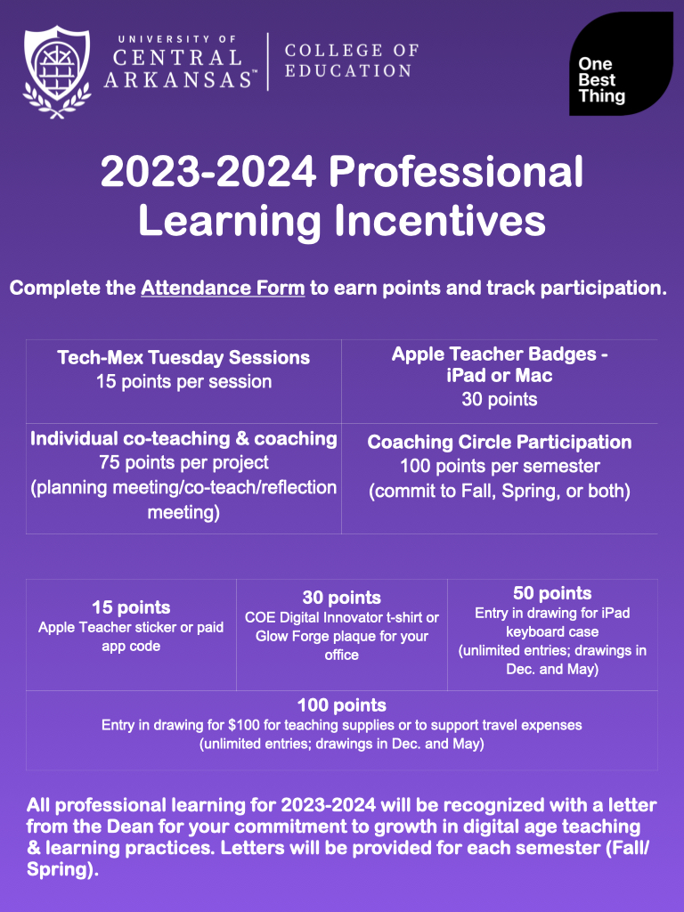 graphic of professional learning incentives