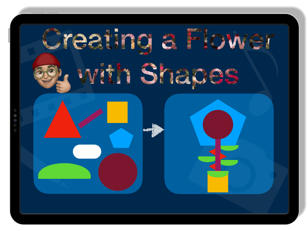 A moving GIF showing shapes moving and funky flower design.