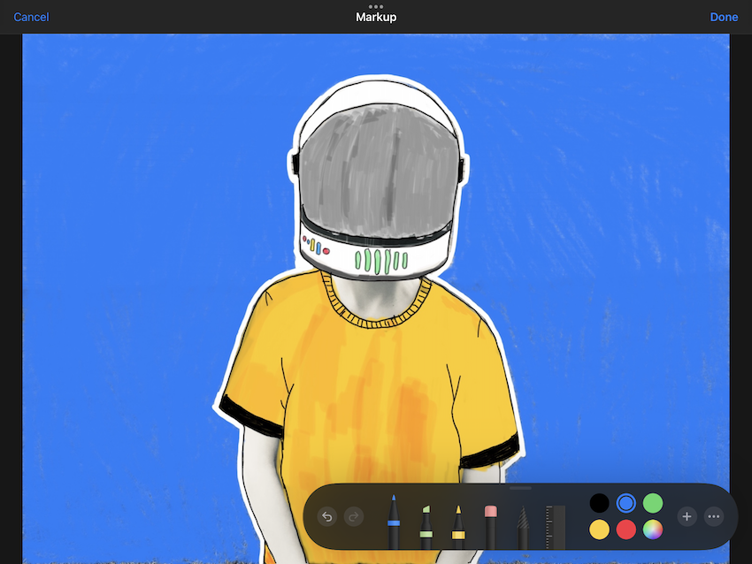 Image showing photo Markup of spaceman in Photos app