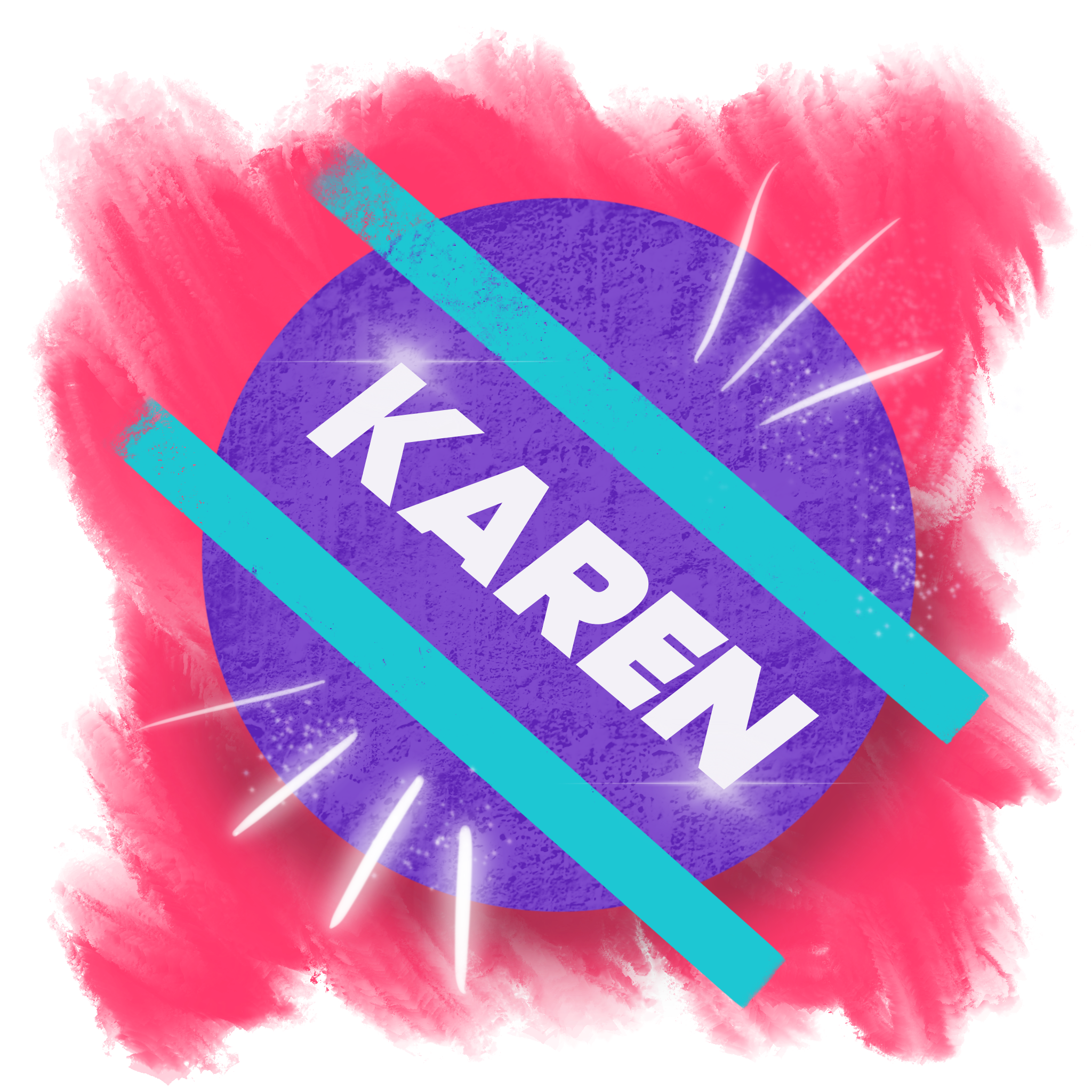 Colorful logo with the name Karen in the center of a circle