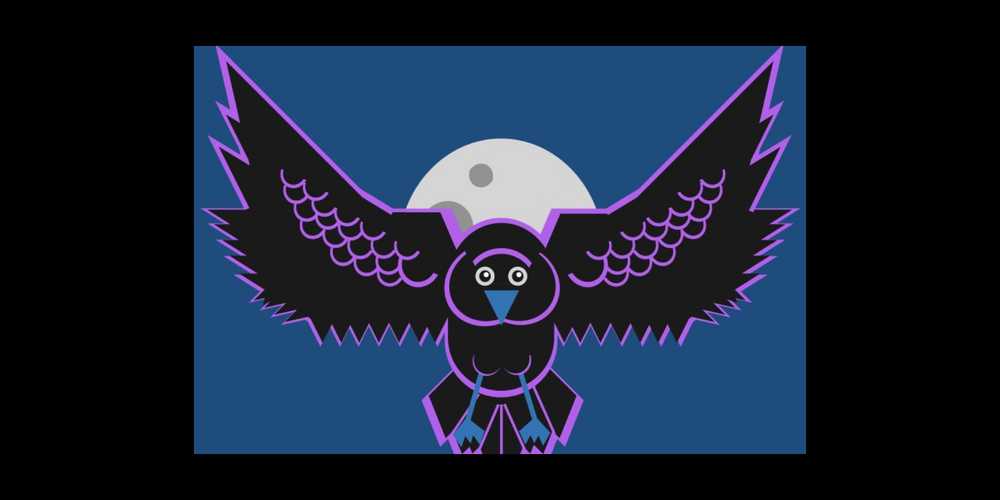 Raven in front of the moon created by shapes in Keynote.