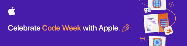 Banner with the words ‘Celebrate Code Week with Apple’