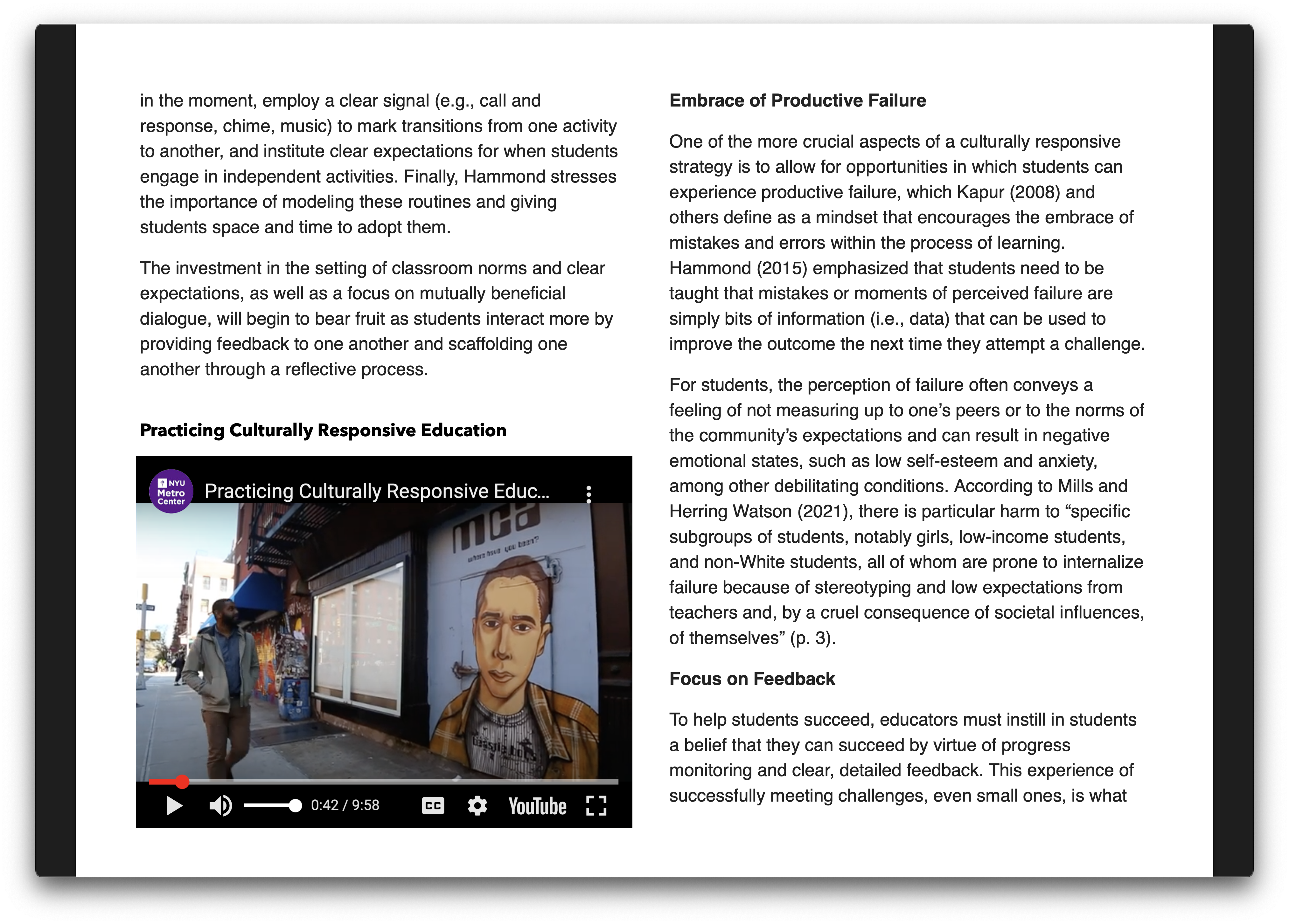 Screenshot of textbook with embedded video