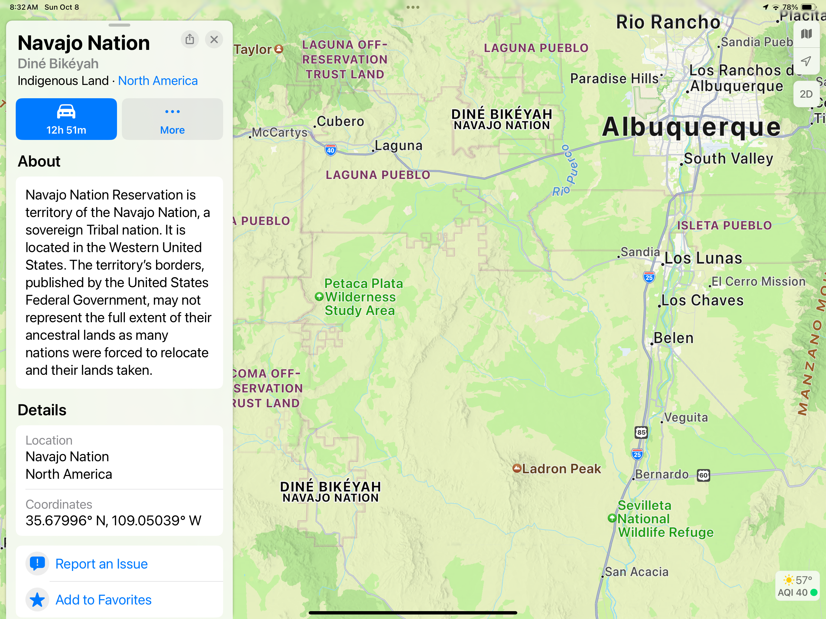 Screen shot of Apple Maps on iPad