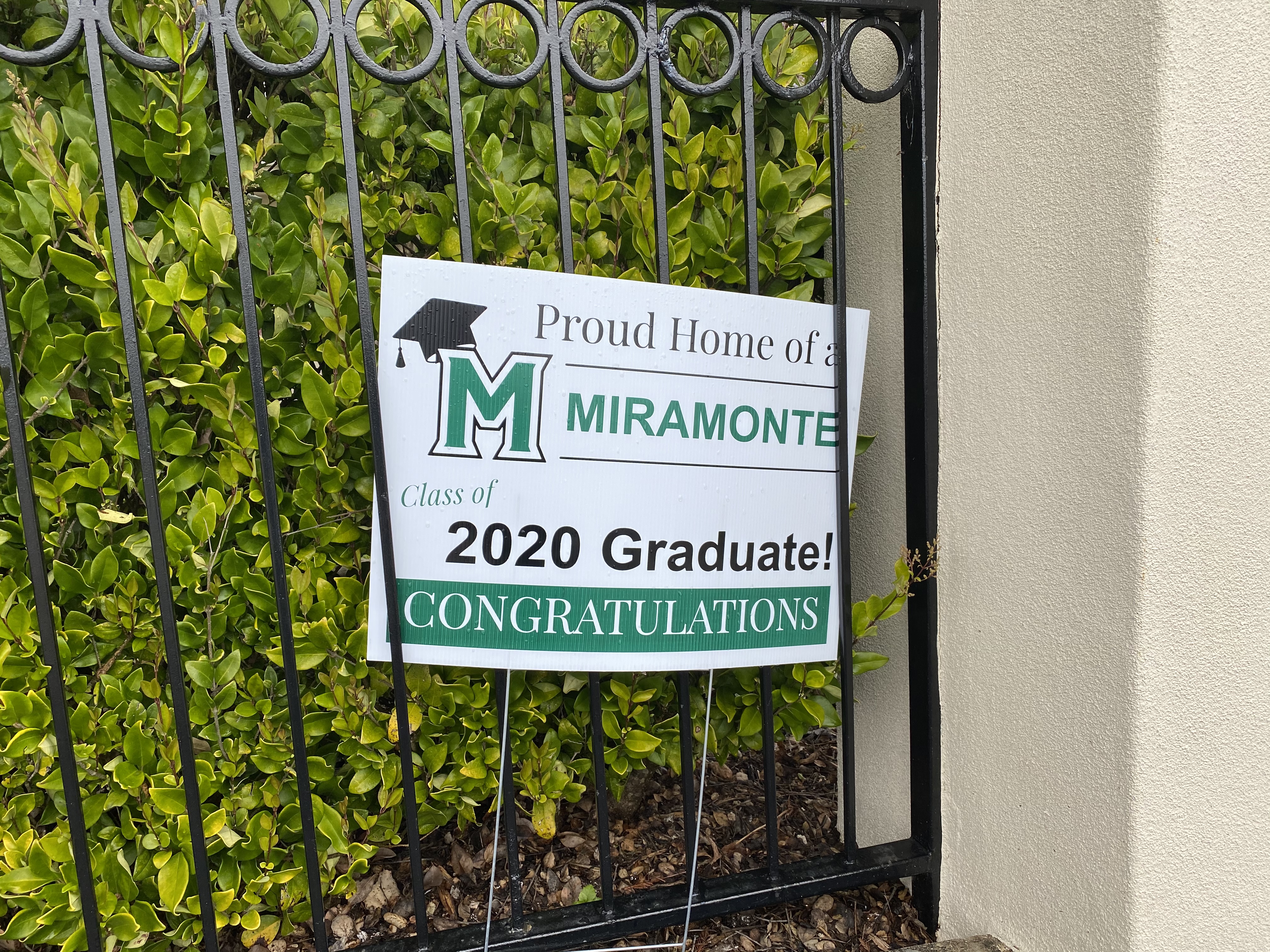 2020 Graduation announcement on a neighborhood sign during the early Covid 19 Pandemic. 